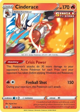 Cinderace REVERSE HOLO #28 - Pokemon Chilling Reign