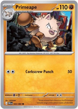 Primeape REVERSE HOLO #43 - Pokemon Pitch Black
