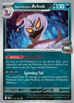 Team Rocket's Arbok REVERSE HOLO #113 - Pokemon Destined Rivals