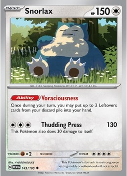 Snorlax REVERSE HOLO #143 - Pokemon Scarlet & Violet 151