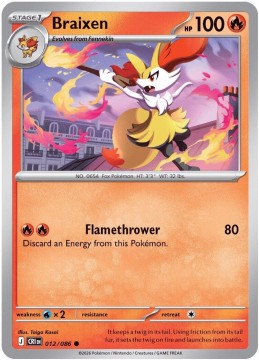 Braixen REVERSE HOLO #12 - Pokemon Chaos Rising