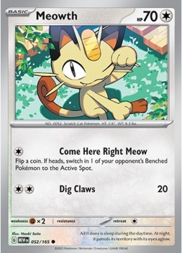 Meowth REVERSE HOLO #52 - Pokemon Scarlet & Violet 151