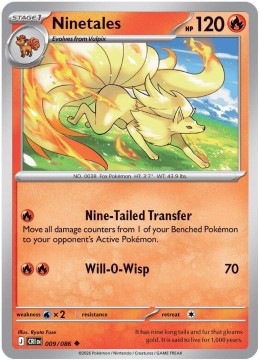 Ninetales REVERSE HOLO #9 - Pokemon Chaos Rising