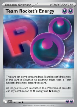 Team Rocket's Energy REVERSE HOLO #182 - Pokemon Destined Rivals