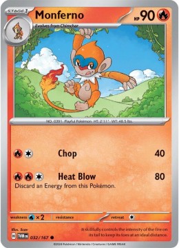 Monferno REVERSE HOLO #32 - Pokemon Twilight Masquerade