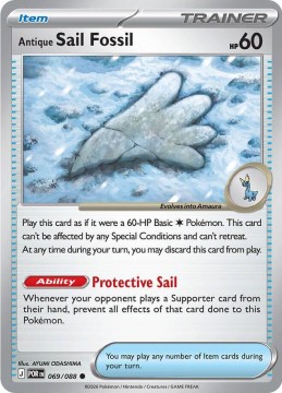 Antique Sail Fossil REVERSE HOLO #69 - Pokemon Perfect Order