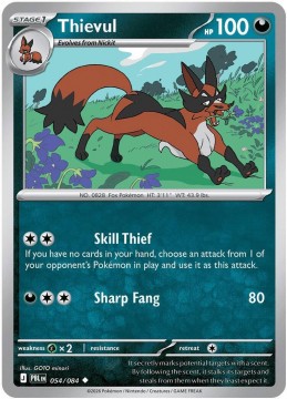 Thievul REVERSE HOLO #54 - Pokemon Pitch Black