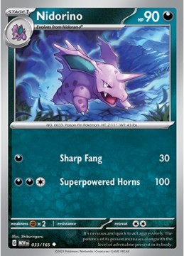 Nidorino REVERSE HOLO #33 - Pokemon Scarlet & Violet 151